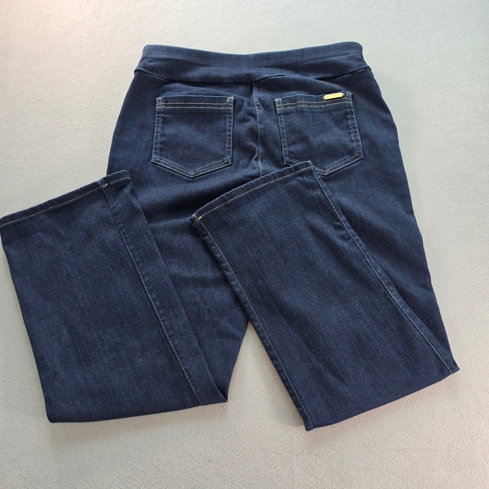 Spartina 449 Dark Wash Straight Leg Jeans Medium Blue Pull On Minimalist Retro